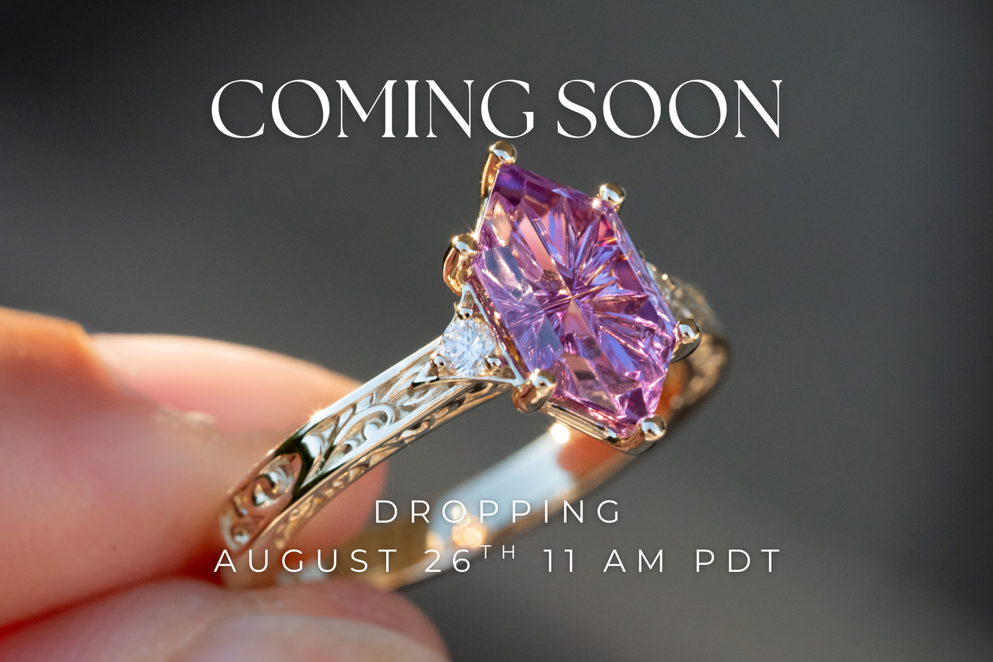 The Eowyn Ring with 2.18 Carat Purple Pink Lab Sapphire- Size 7