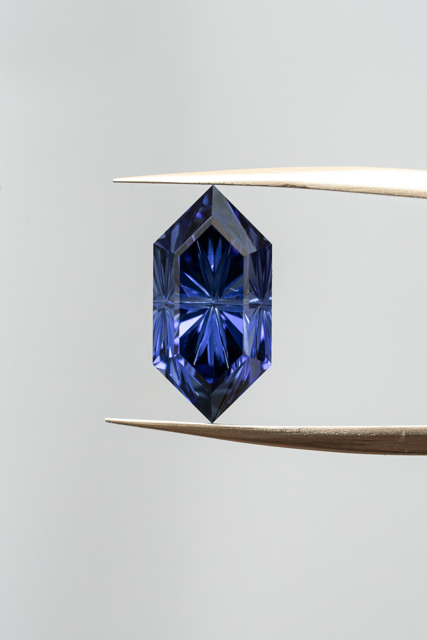 3.0 Carat Dark Blue Fantasy Cut Lab Sapphire