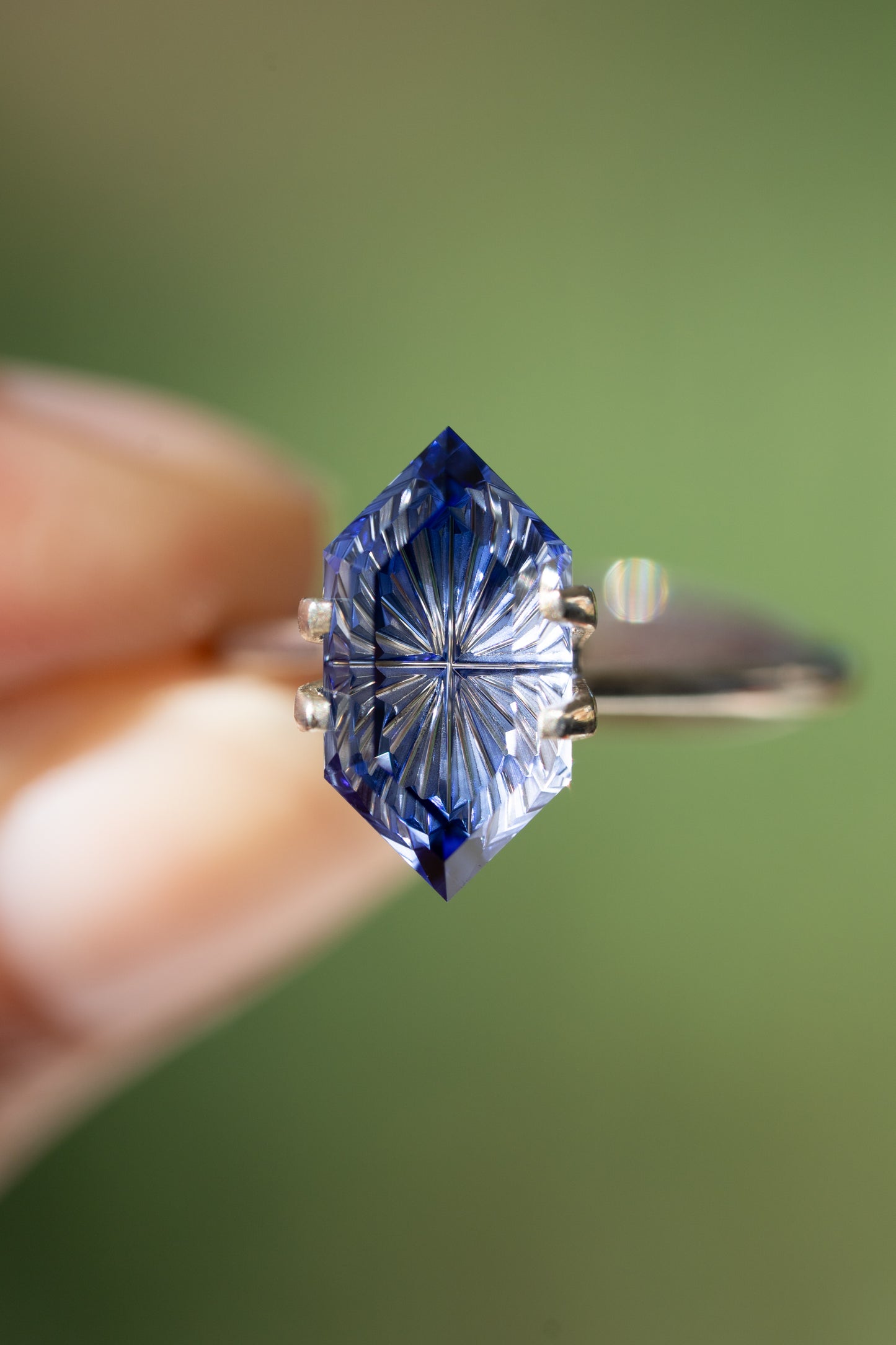4.55 Carat Two Toned Blue Fantasy Cut Lab Sapphire