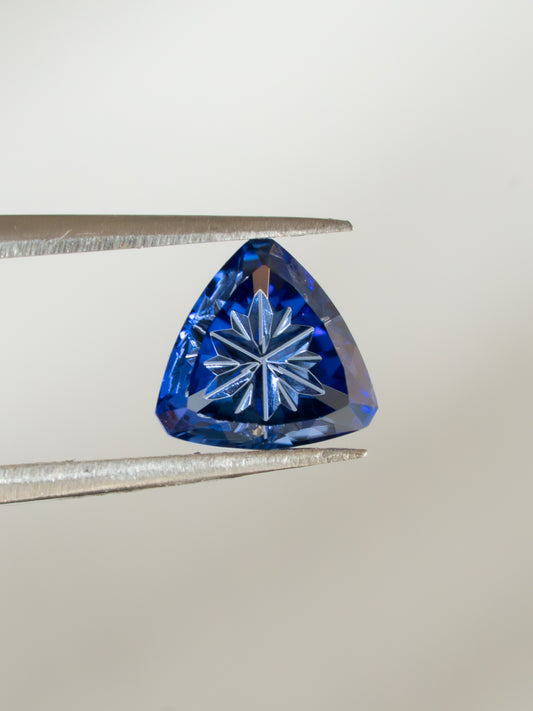 1.42 Carat Medium Blue Fantasy Cut Lab Sapphire