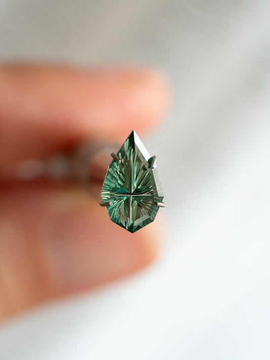 1.63 Carat Green Fantasy Cut Lab Sapphire