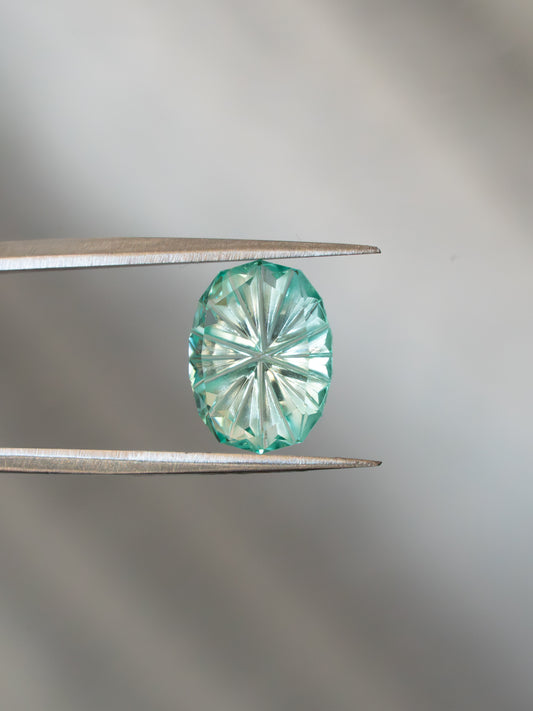 2.45 Carat Lagoon-Green Fantasy Cut Lab Sapphire