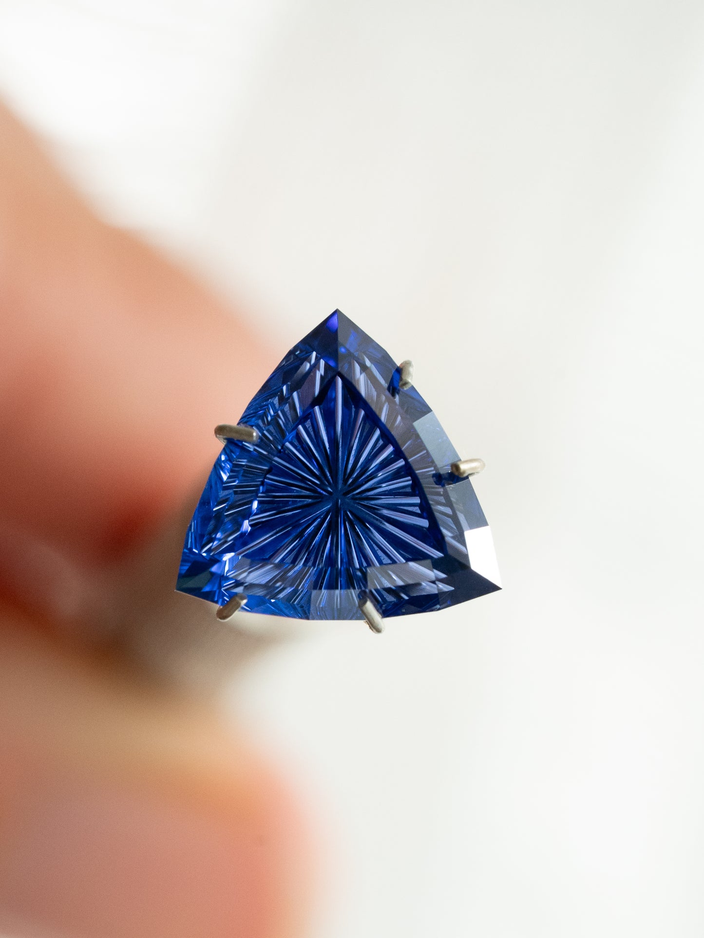 4.31 Carat Medium Blue Fantasy Cut Lab Sapphire