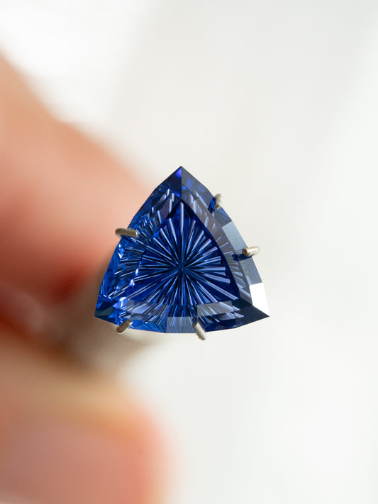 4.31 Carat Medium Blue Fantasy Cut Lab Sapphire