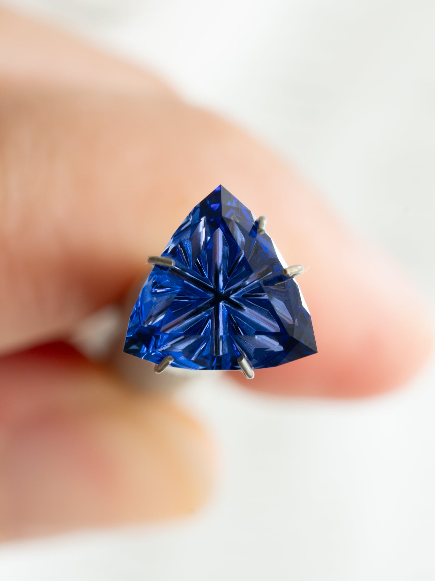 3.70 Carat Medium Blue Fantasy Cut Lab Sapphire