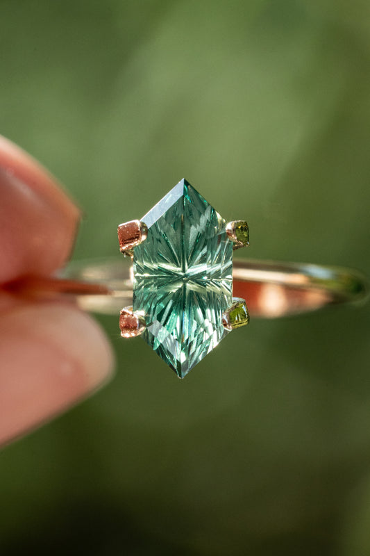 1.79 Carat Green Fantasy Cut Lab Sapphire