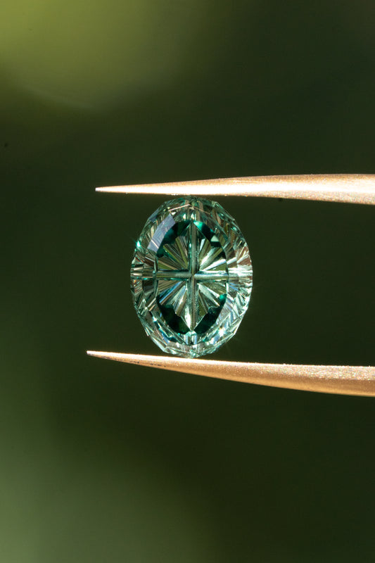 1.46 Carat Green Fantasy Cut Lab Sapphire