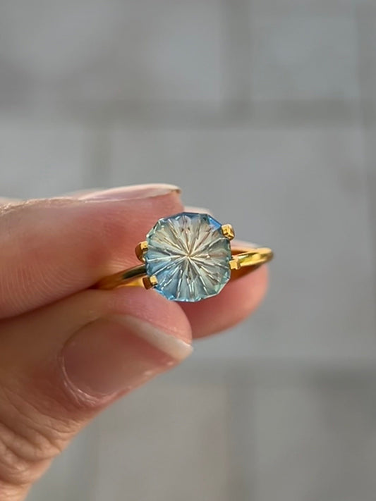 2.35 Carat Bicolor Blue Fantasy Cut Lab Sapphire