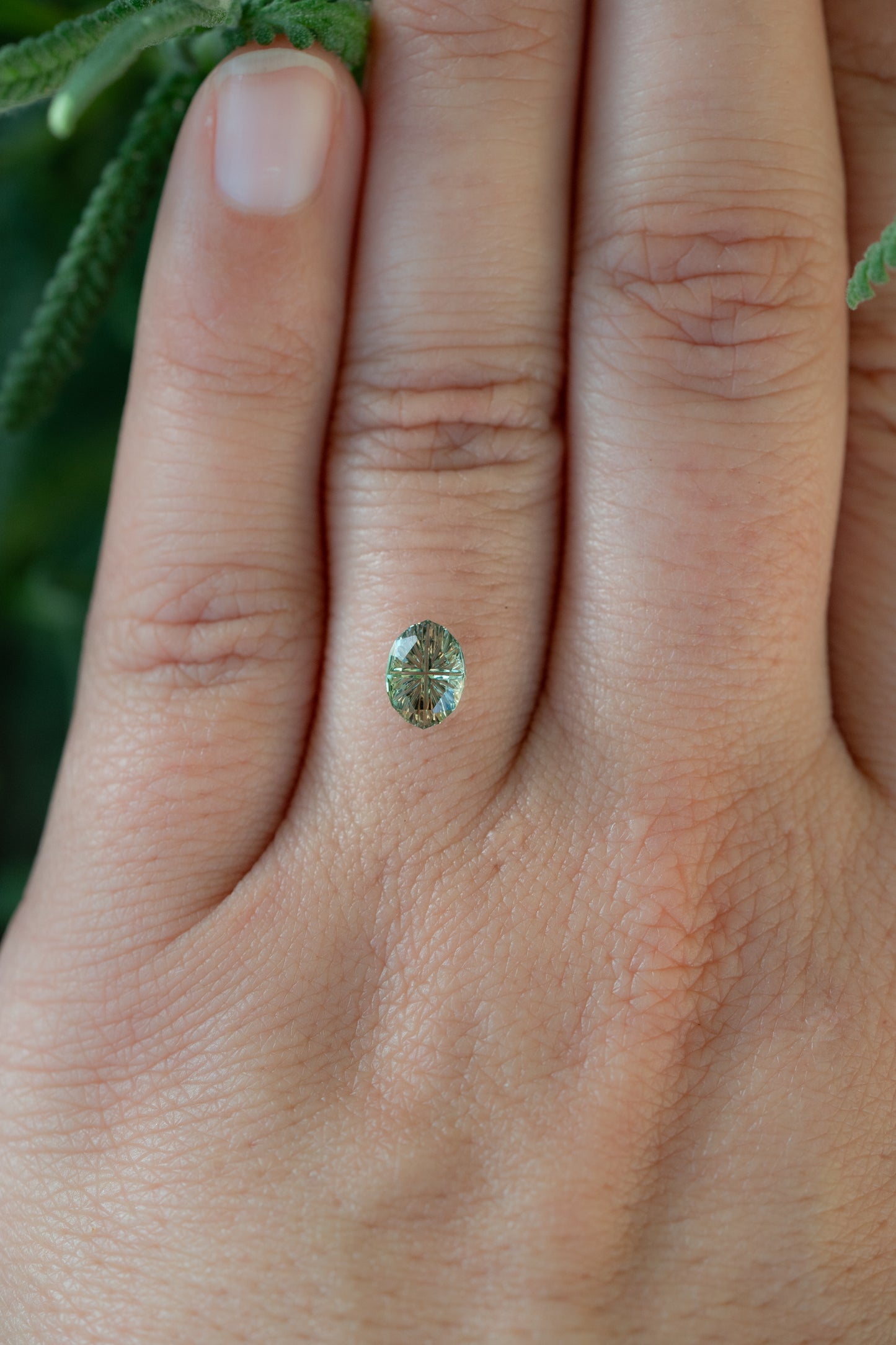 1.09 Carat Leafy Green Fantasy Cut Nigerian Sapphire
