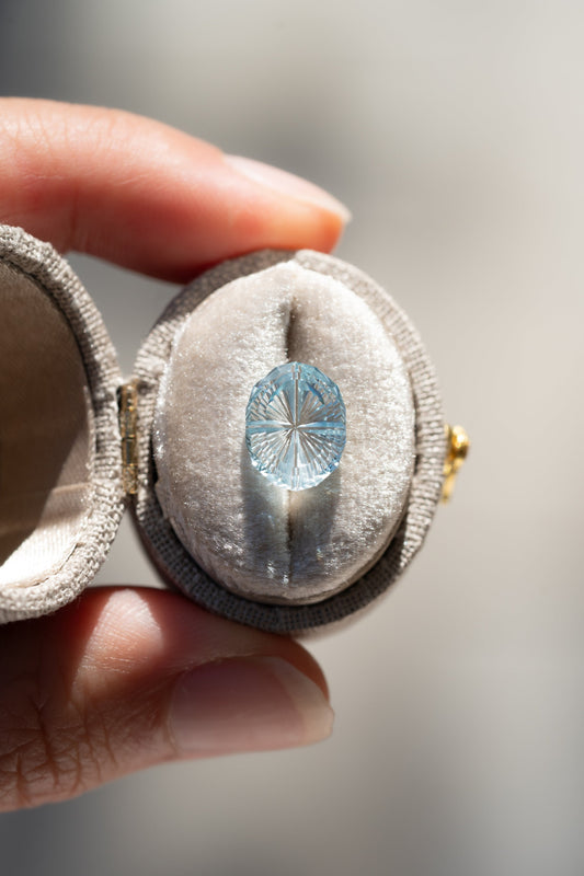 4.17 Carat Light Blue Fantasy Cut Lab Sapphire