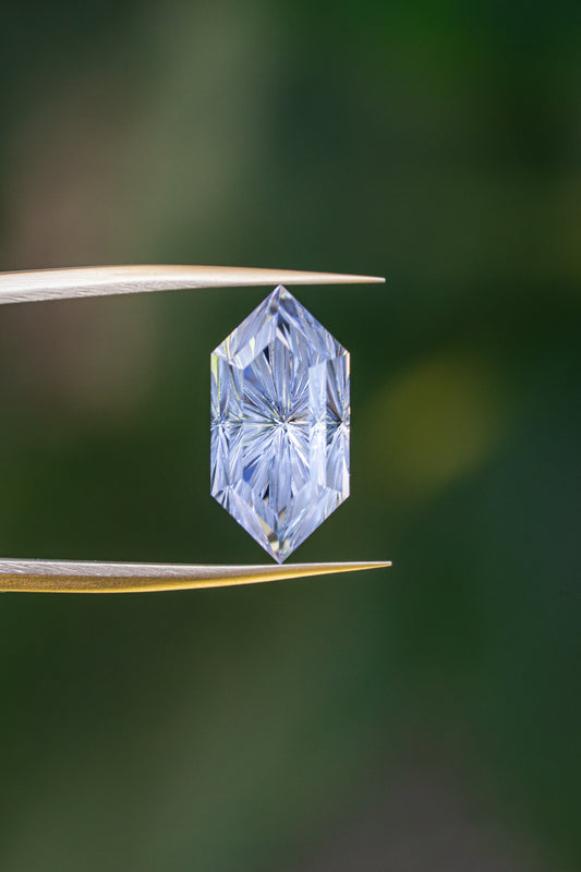 4.36 Carat Light Periwinkle Blue Fantasy Cut Lab Sapphire