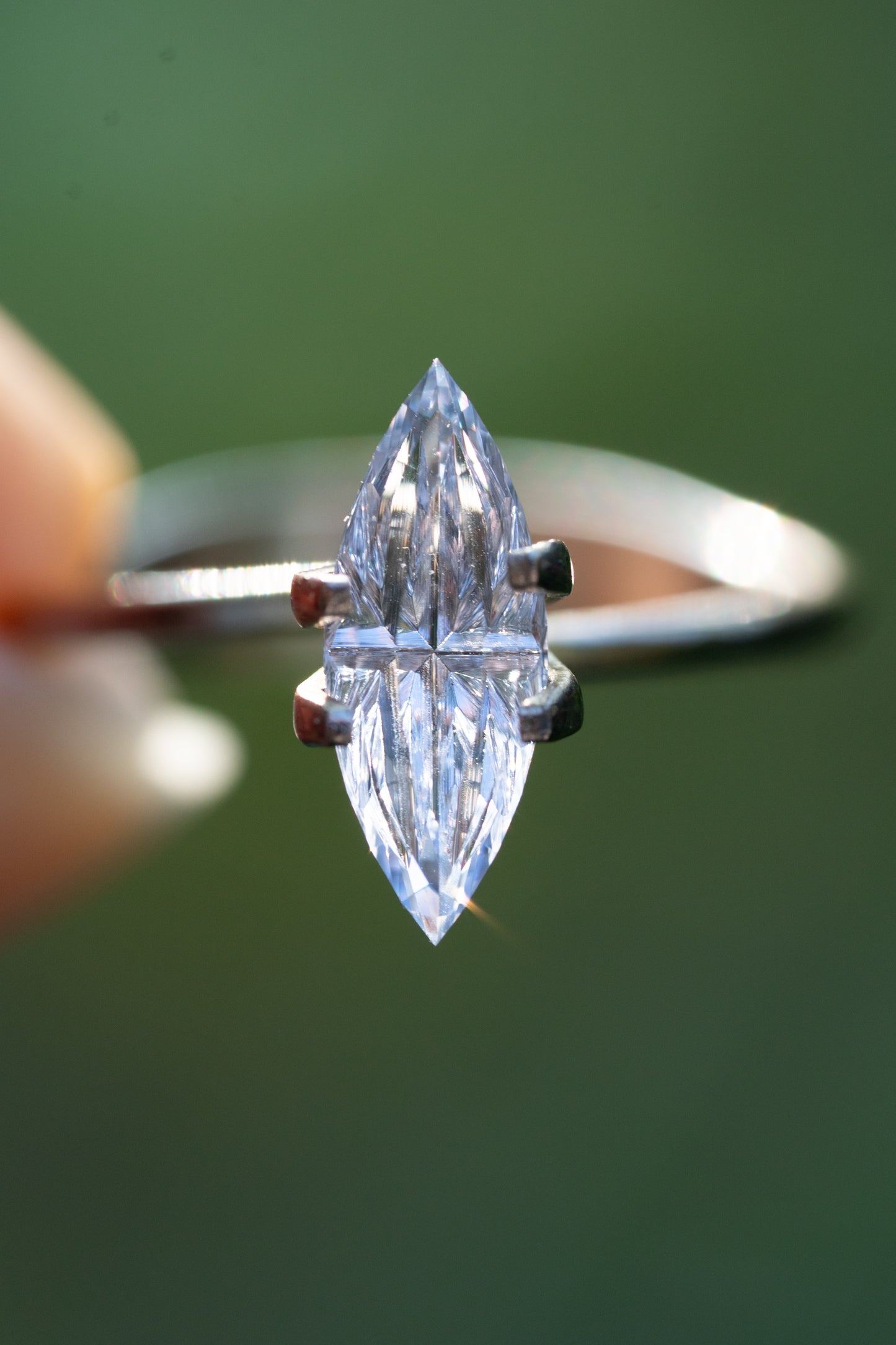 1.86 Carat Silvery Blue White Fantasy Cut Lab Sapphire