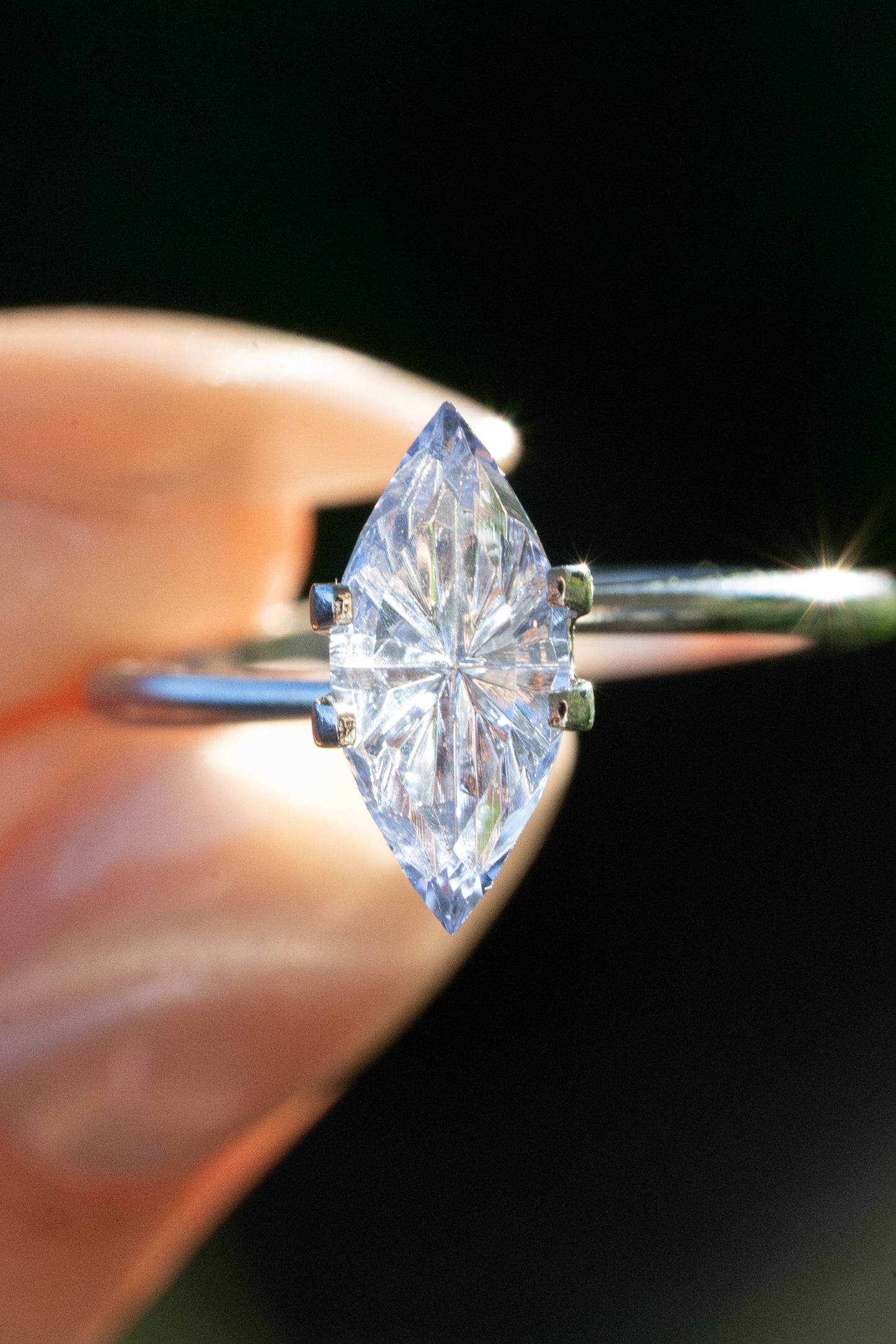 1.93 Carat Silvery Periwinkle Fantasy Cut Lab Sapphire