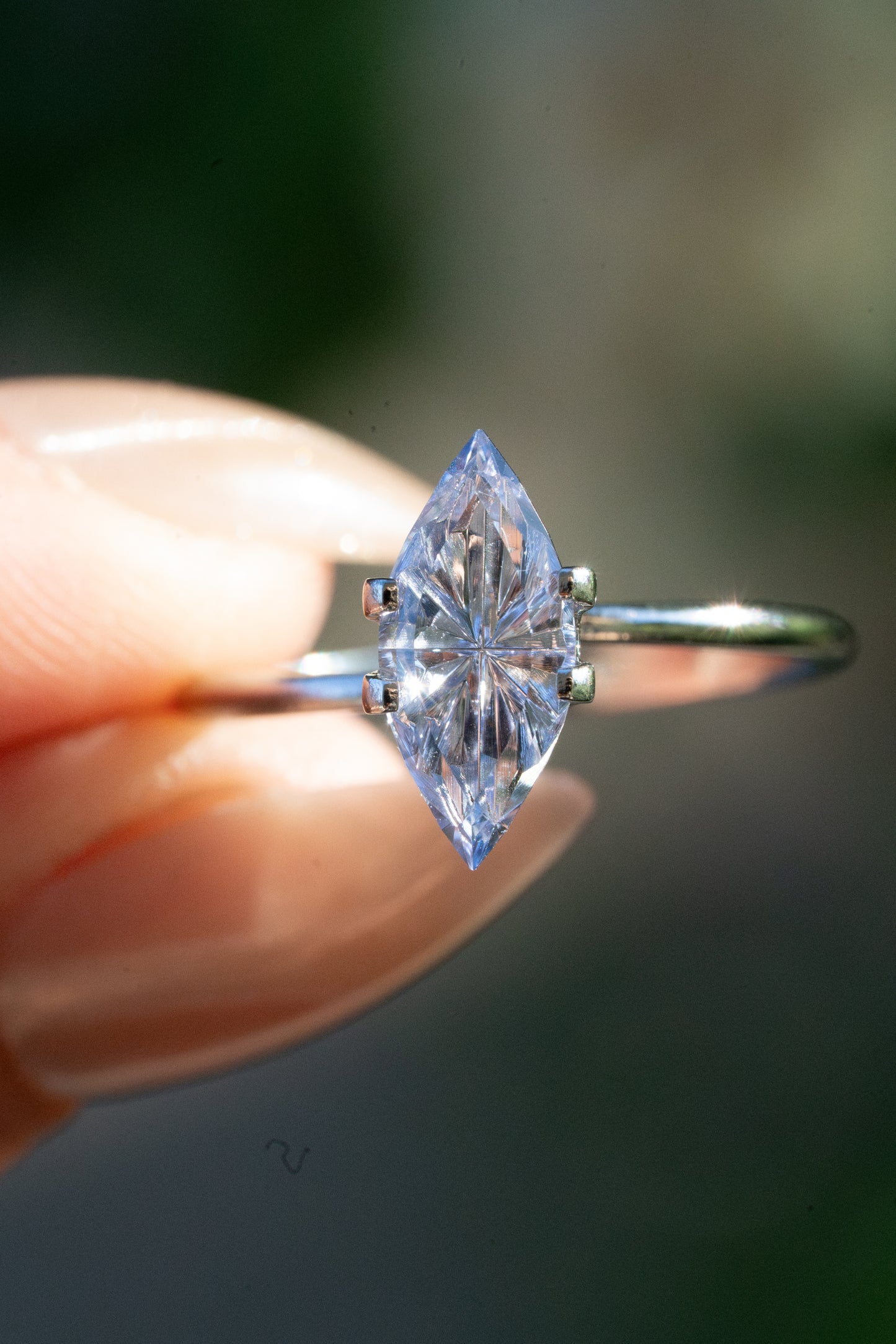 1.93 Carat Silvery Periwinkle Fantasy Cut Lab Sapphire