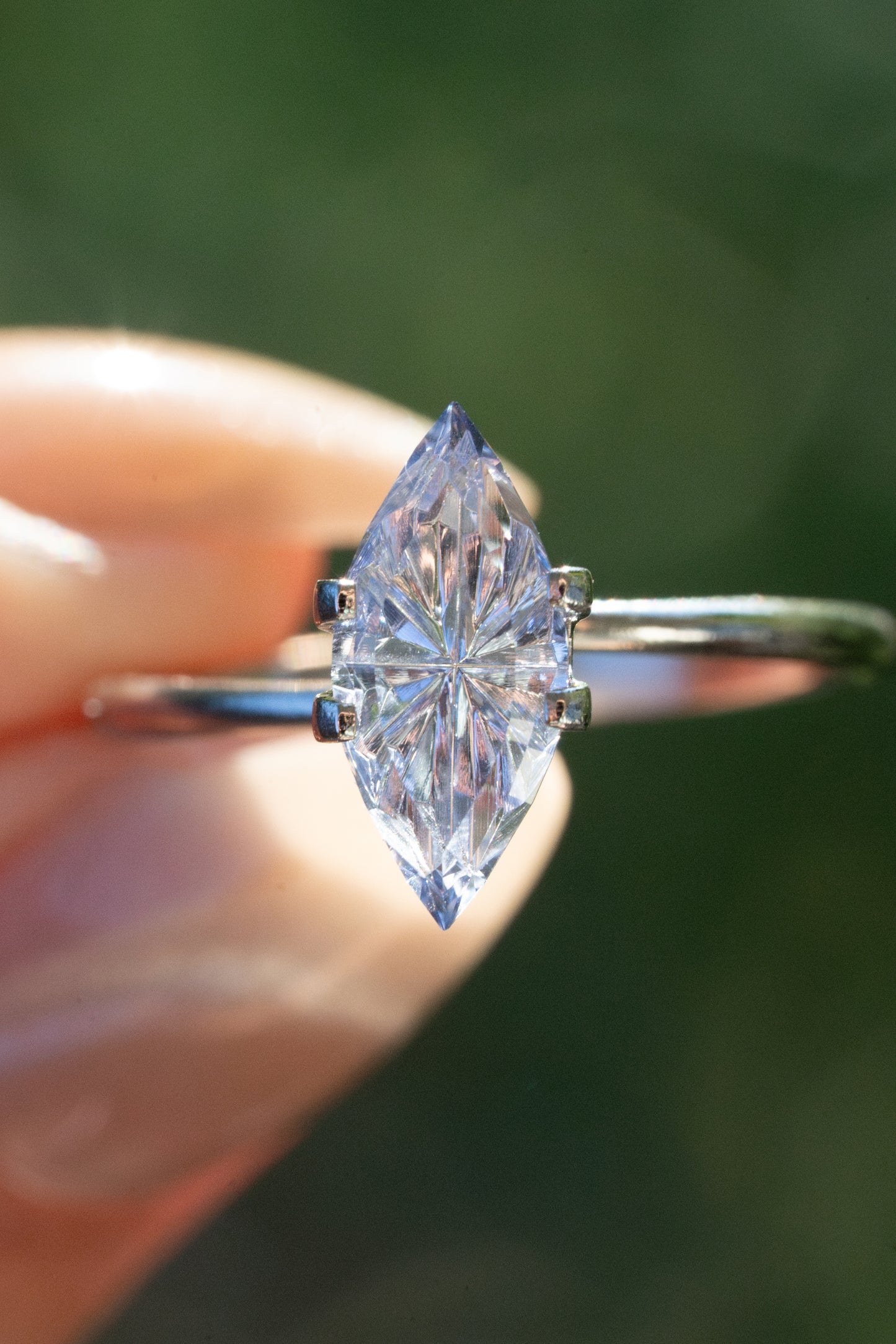 1.93 Carat Silvery Periwinkle Fantasy Cut Lab Sapphire