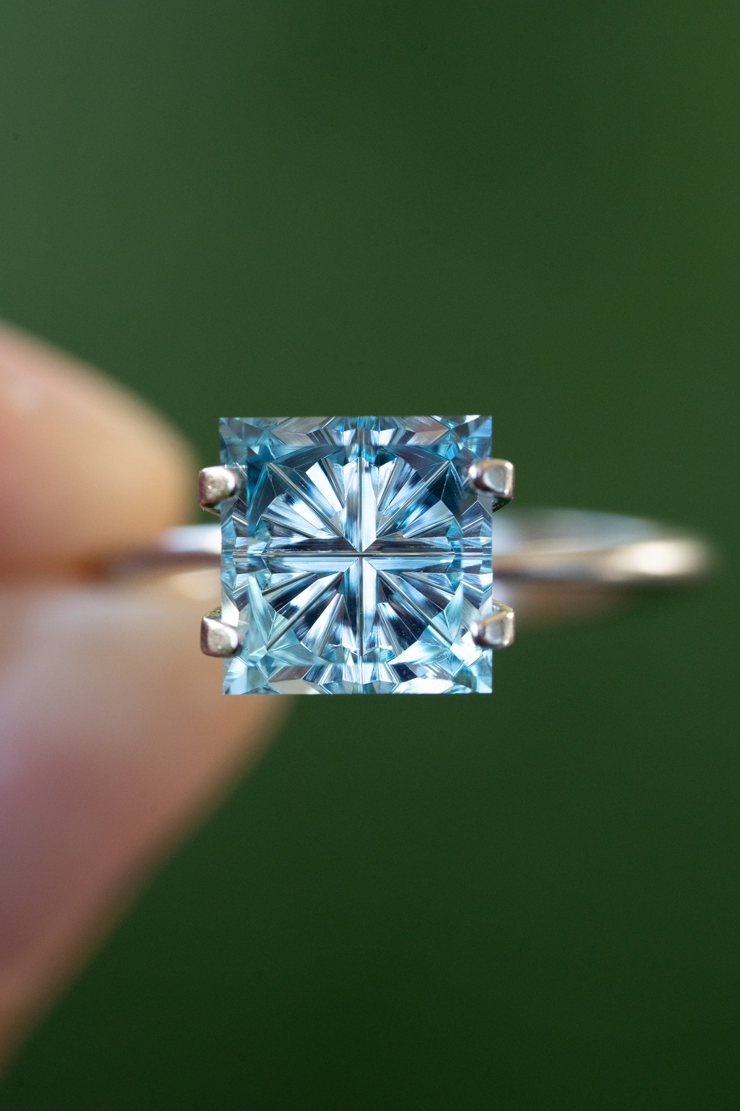 3.5 Carat Sky Blue Fantasy Cut Lab Sapphire
