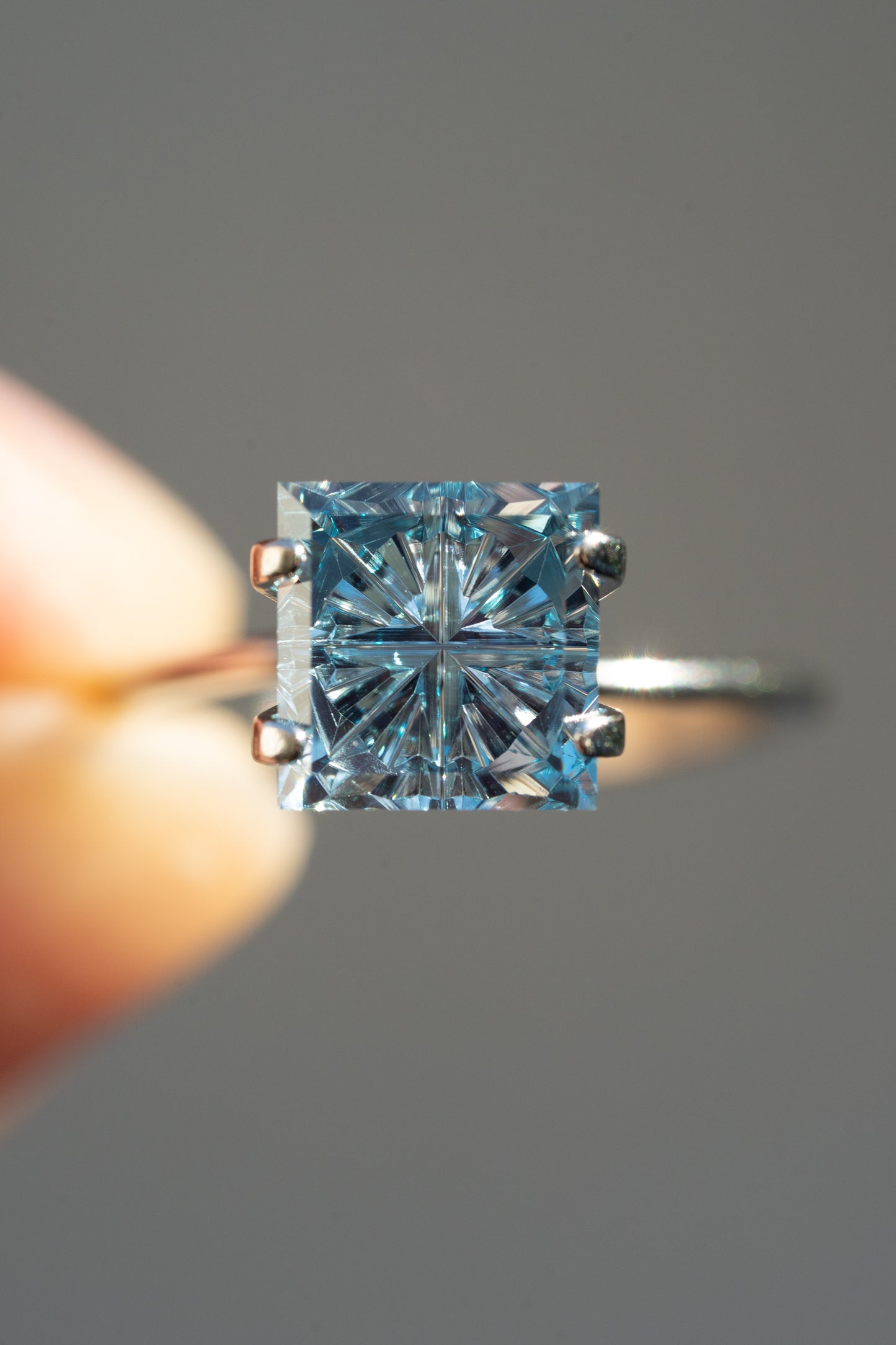 3.5 Carat Sky Blue Fantasy Cut Lab Sapphire
