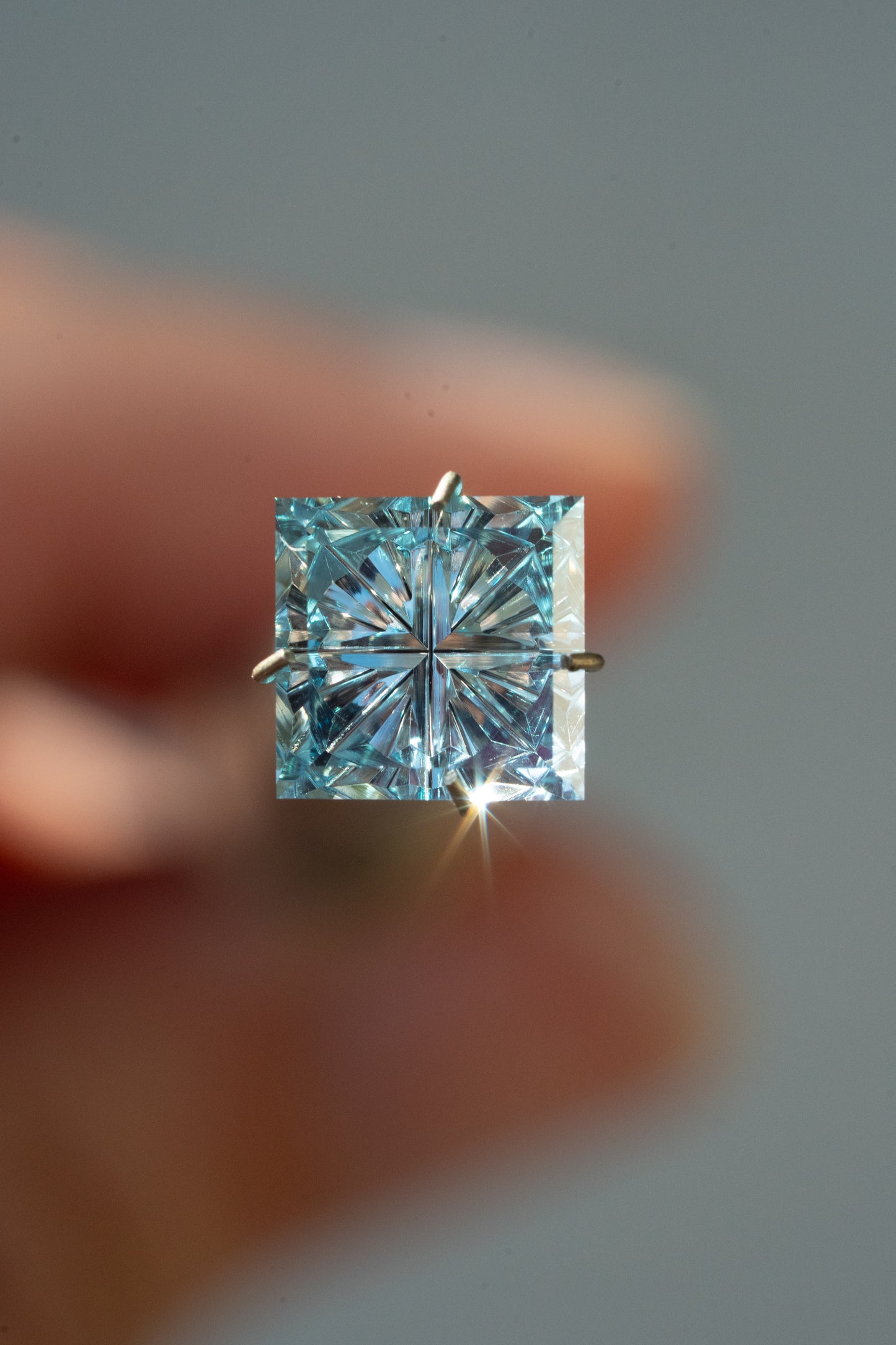 3.5 Carat Sky Blue Fantasy Cut Lab Sapphire