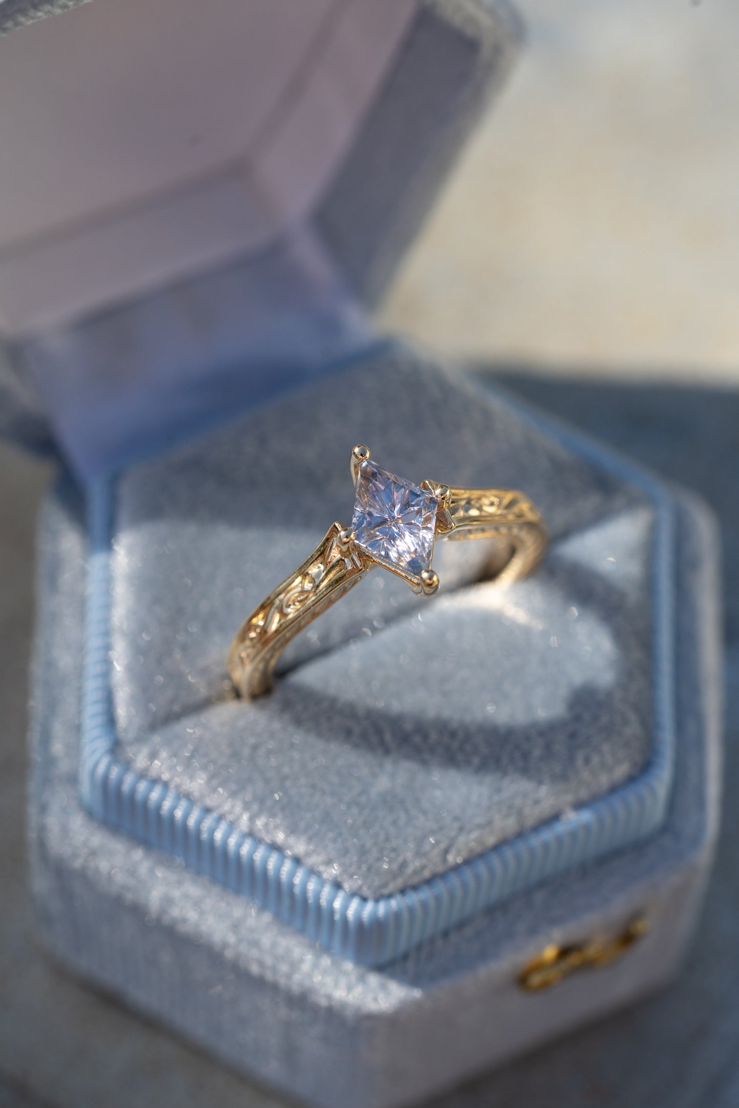 The Fable Ring with 1 Carat Fantasy Cut Madagascar Sapphire- Size 7