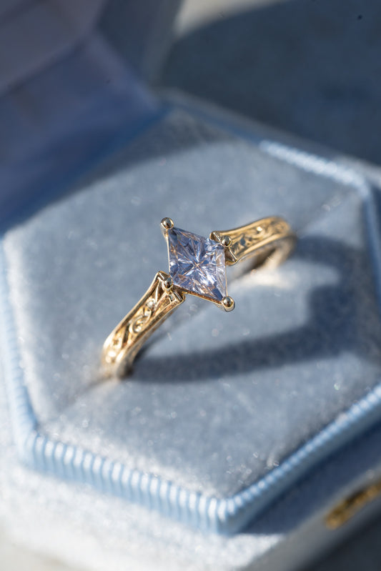 The Fable Ring with 1 Carat Fantasy Cut Madagascar Sapphire- Size 7