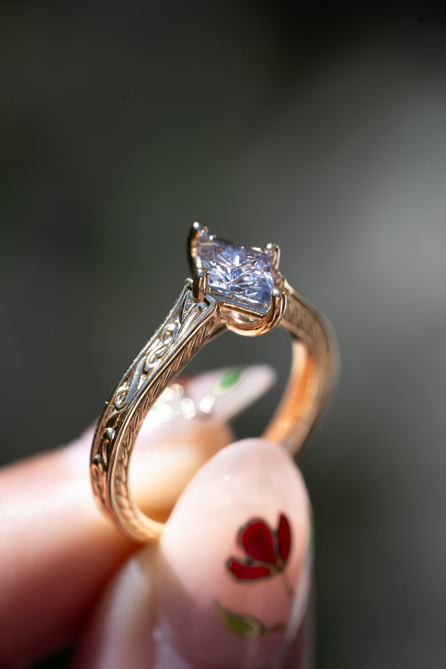 The Fable Ring with 1 Carat Fantasy Cut Madagascar Sapphire- Size 7