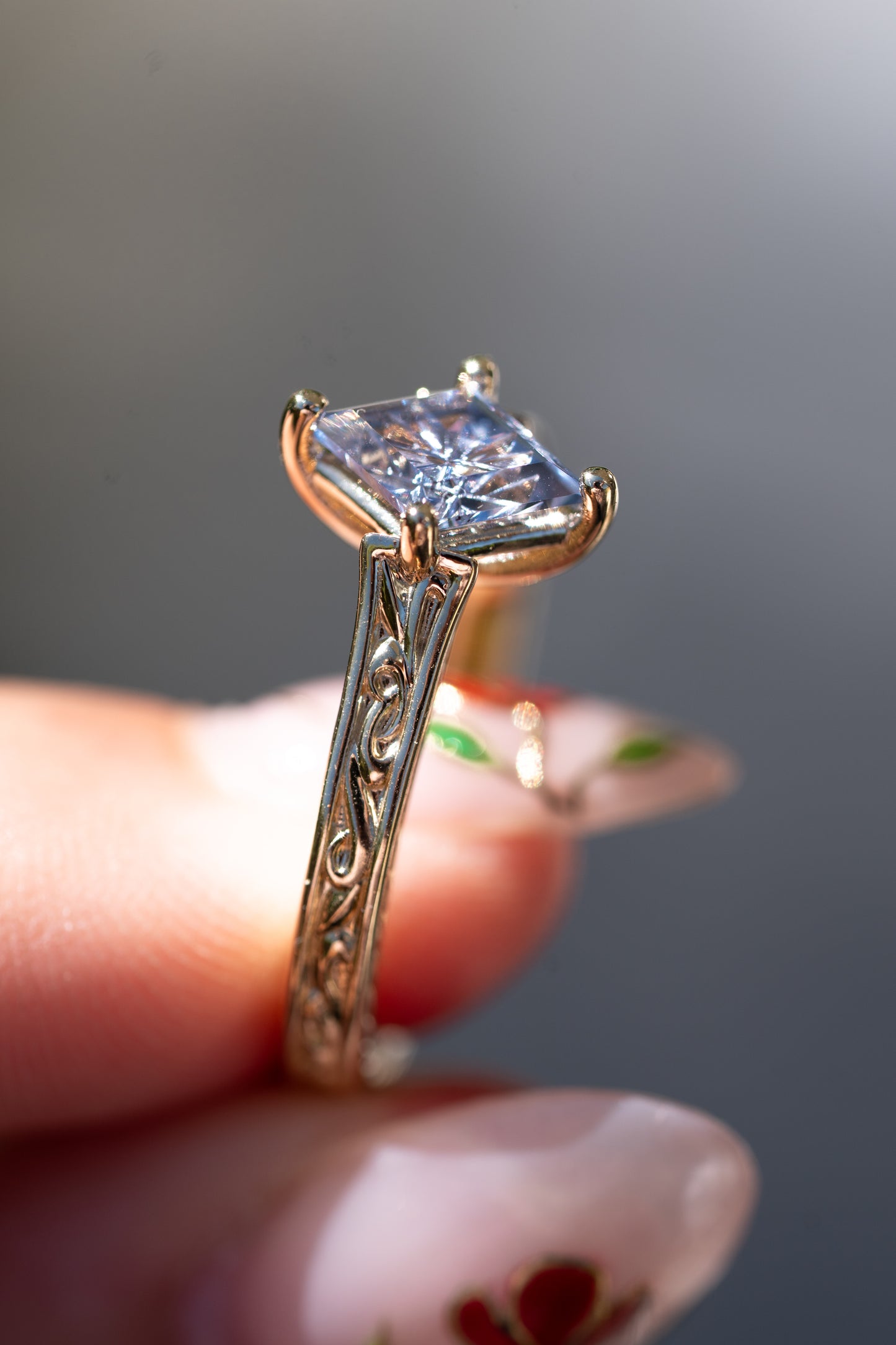 The Fable Ring with 1 Carat Fantasy Cut Madagascar Sapphire- Size 7