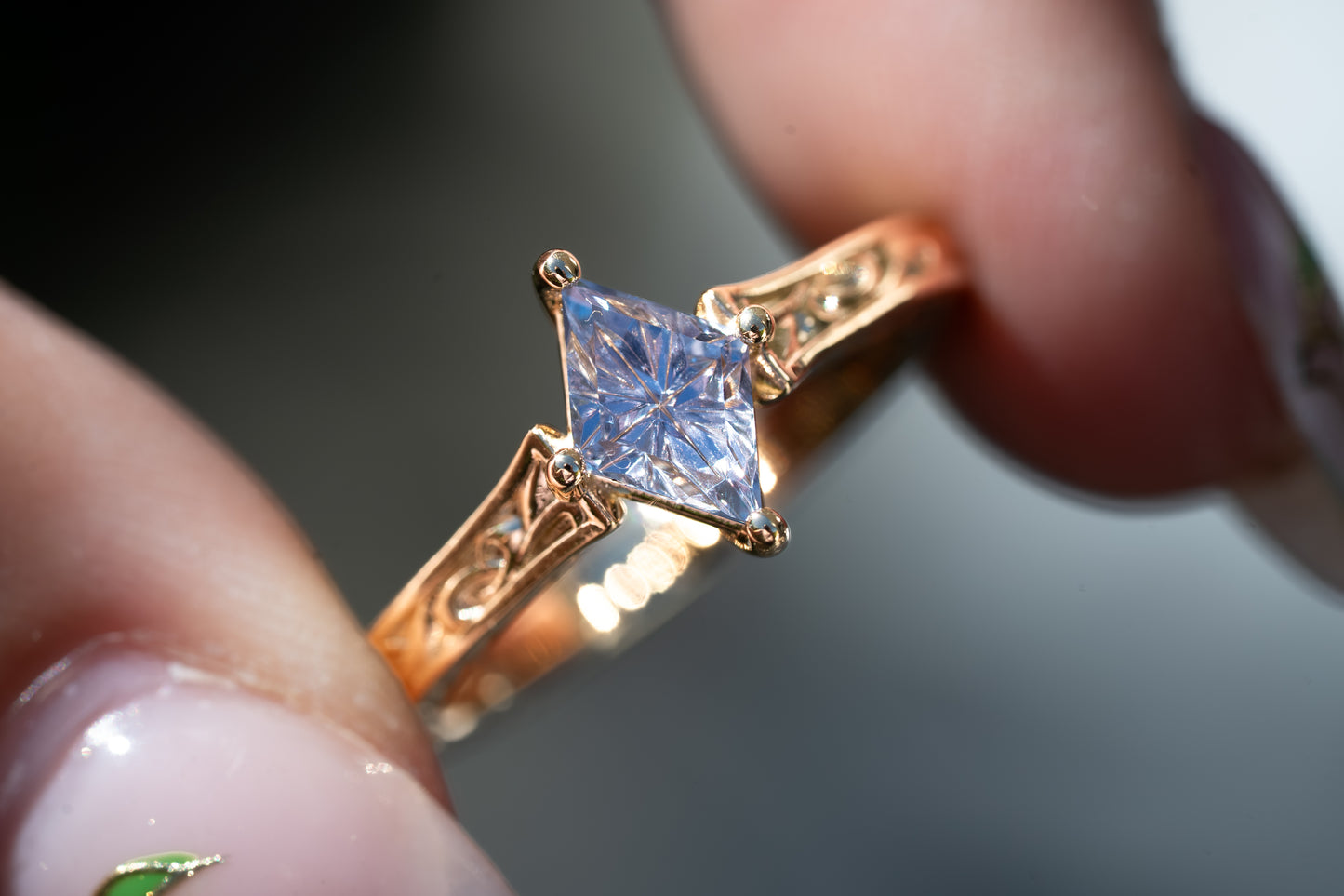 The Fable Ring with 1 Carat Fantasy Cut Madagascar Sapphire- Size 7