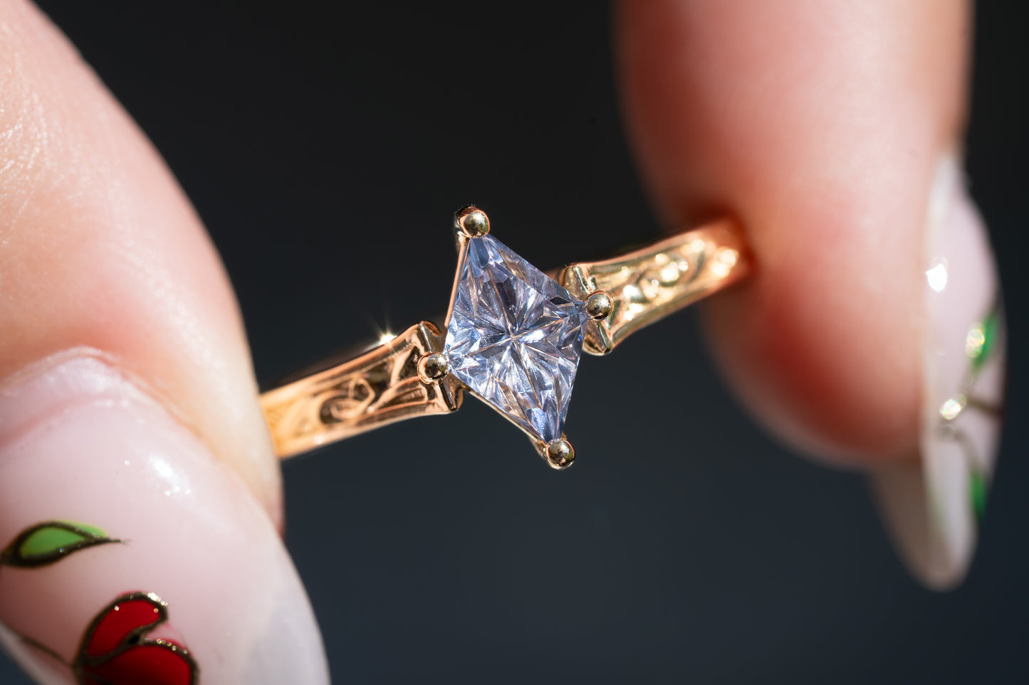 The Fable Ring with 1 Carat Fantasy Cut Madagascar Sapphire- Size 7