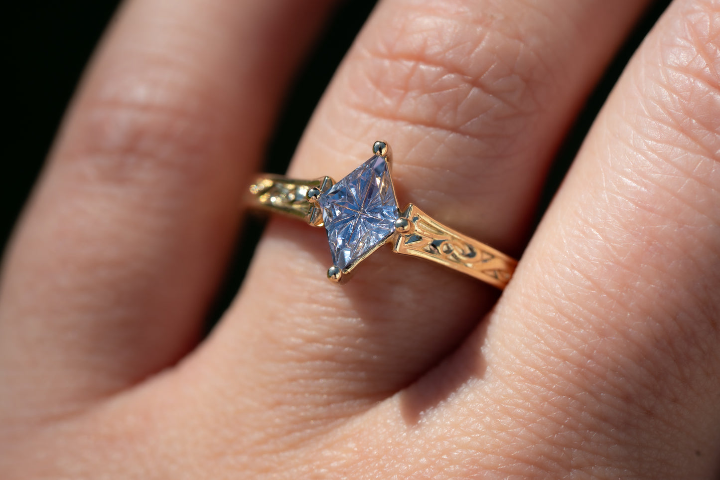 The Fable Ring with 1 Carat Fantasy Cut Madagascar Sapphire- Size 7