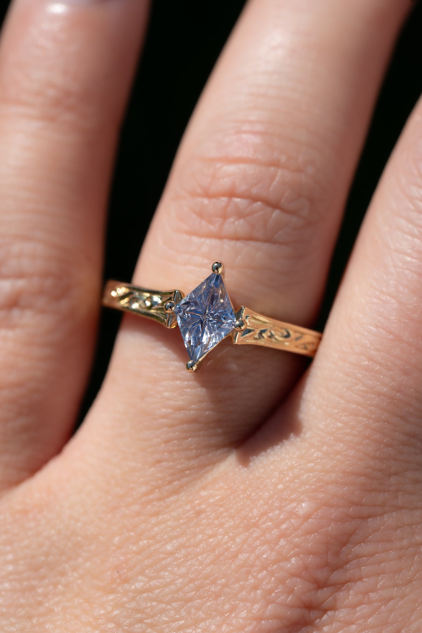 The Fable Ring with 1 Carat Fantasy Cut Madagascar Sapphire- Size 7