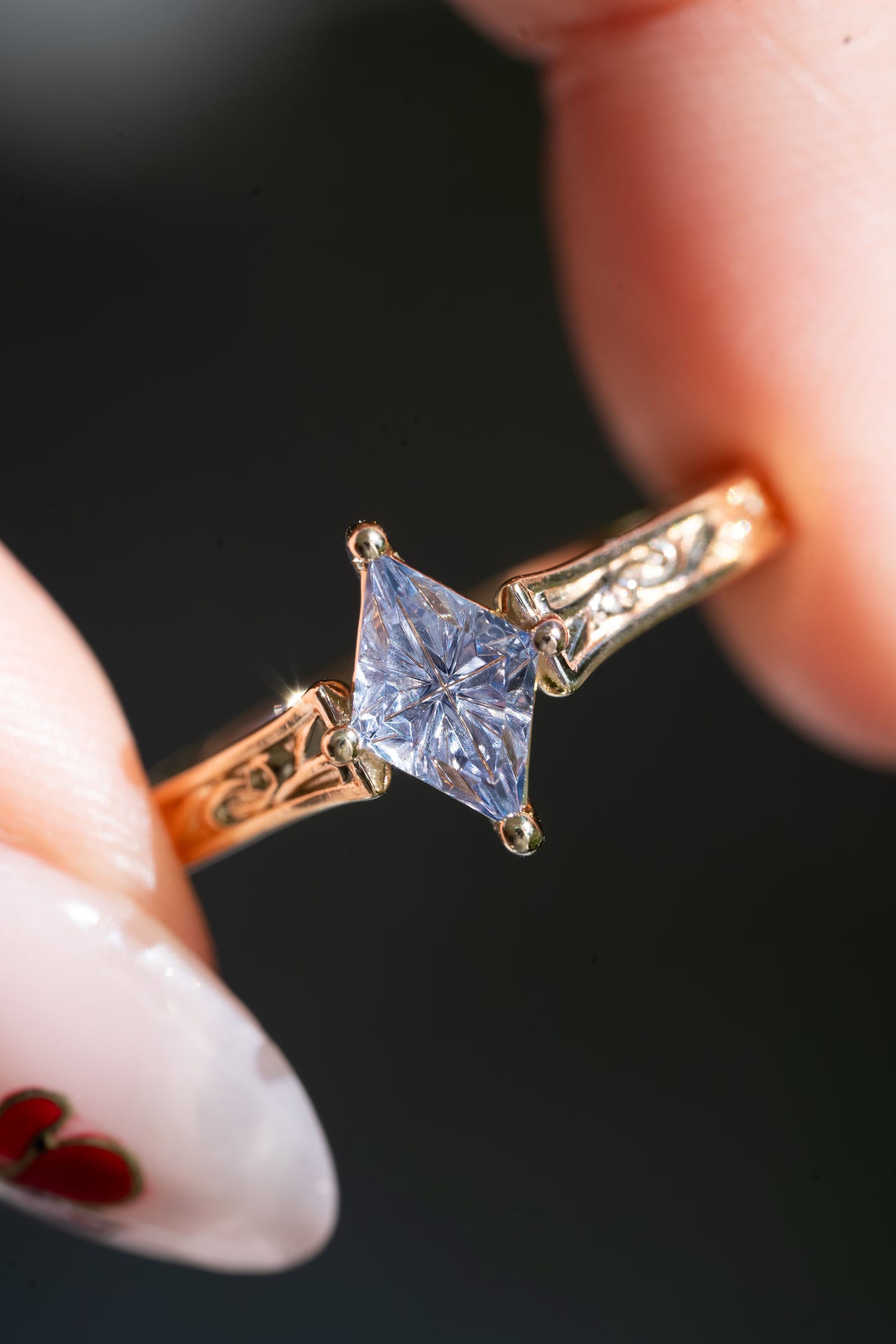 The Fable Ring with 1 Carat Fantasy Cut Madagascar Sapphire- Size 7