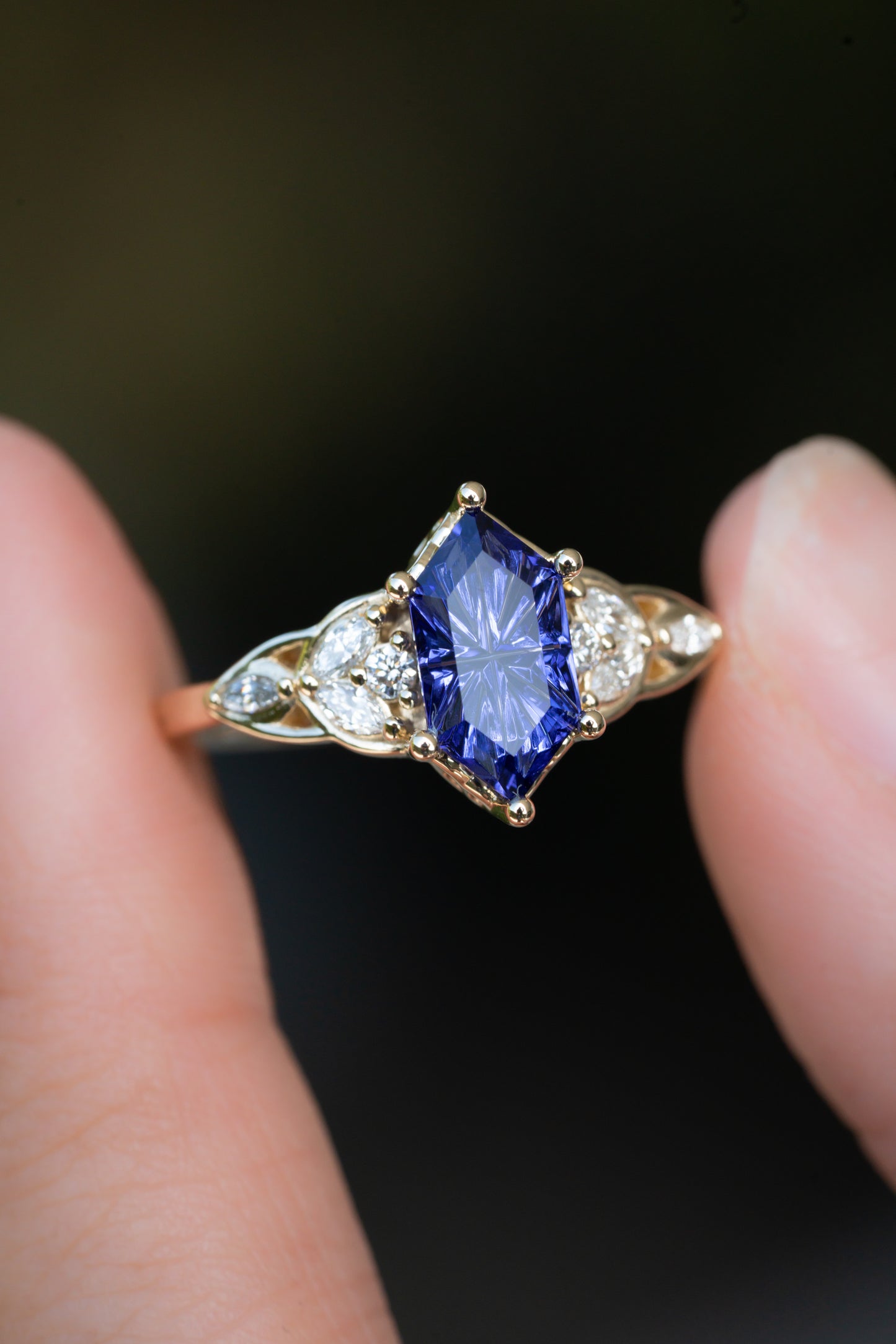 The Reverie Ring with Dark Blue Lab Sapphire- Size 7