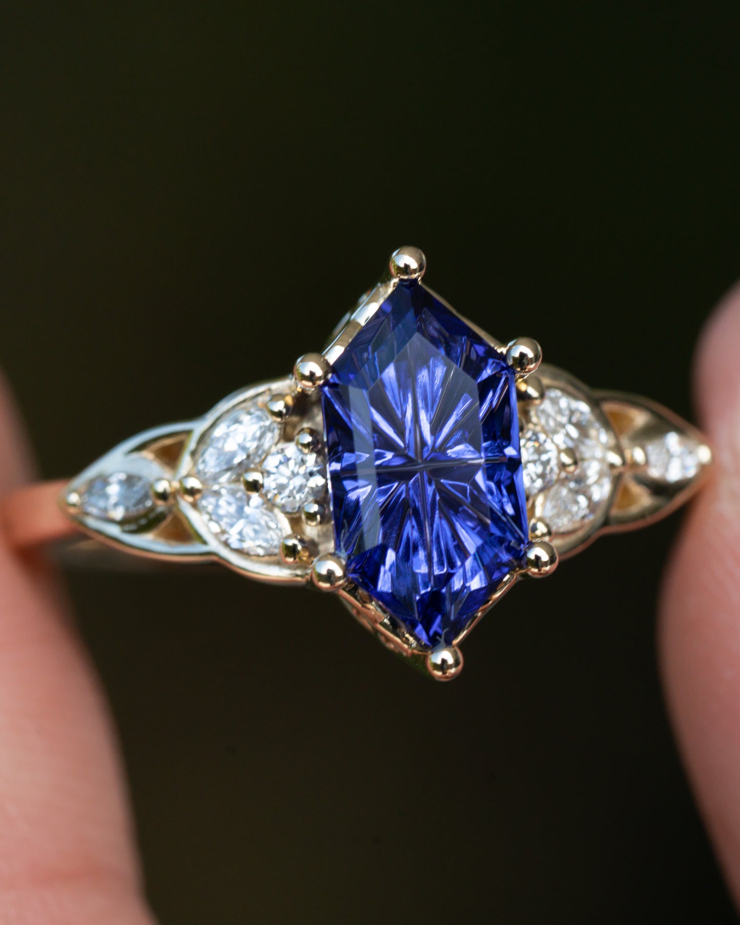 The Reverie Ring with Dark Blue Lab Sapphire- Size 7