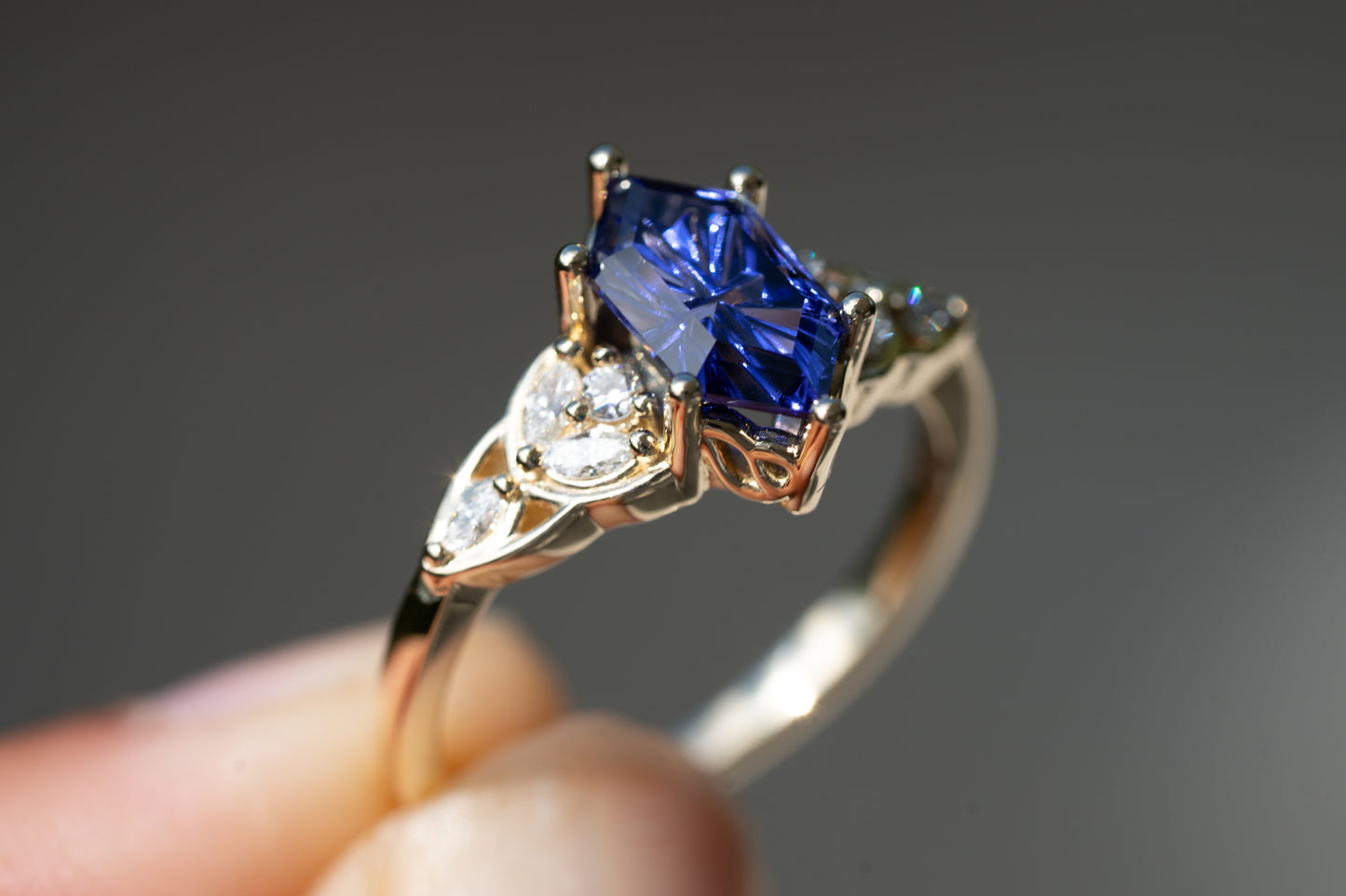 The Reverie Ring with Dark Blue Lab Sapphire- Size 7