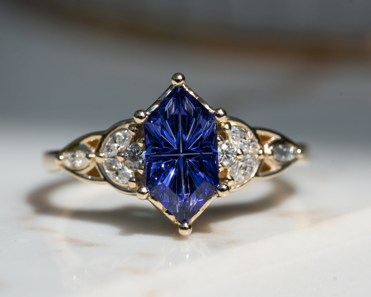 The Reverie Ring with Dark Blue Lab Sapphire- Size 7