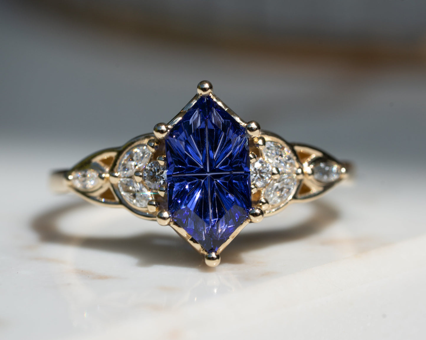 The Reverie Ring with Dark Blue Lab Sapphire- Size 7