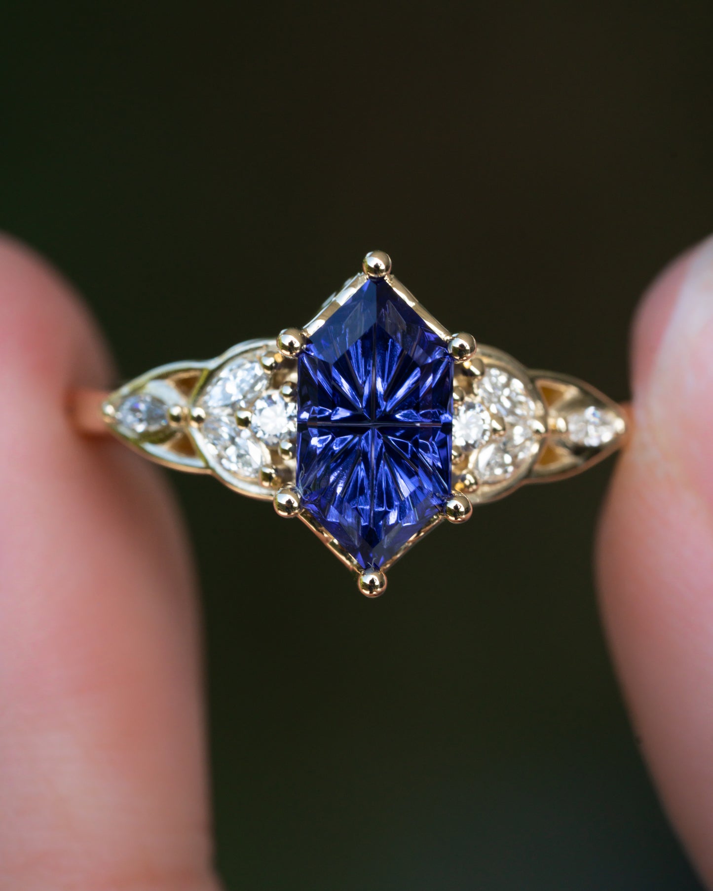 The Reverie Ring with Dark Blue Lab Sapphire- Size 7