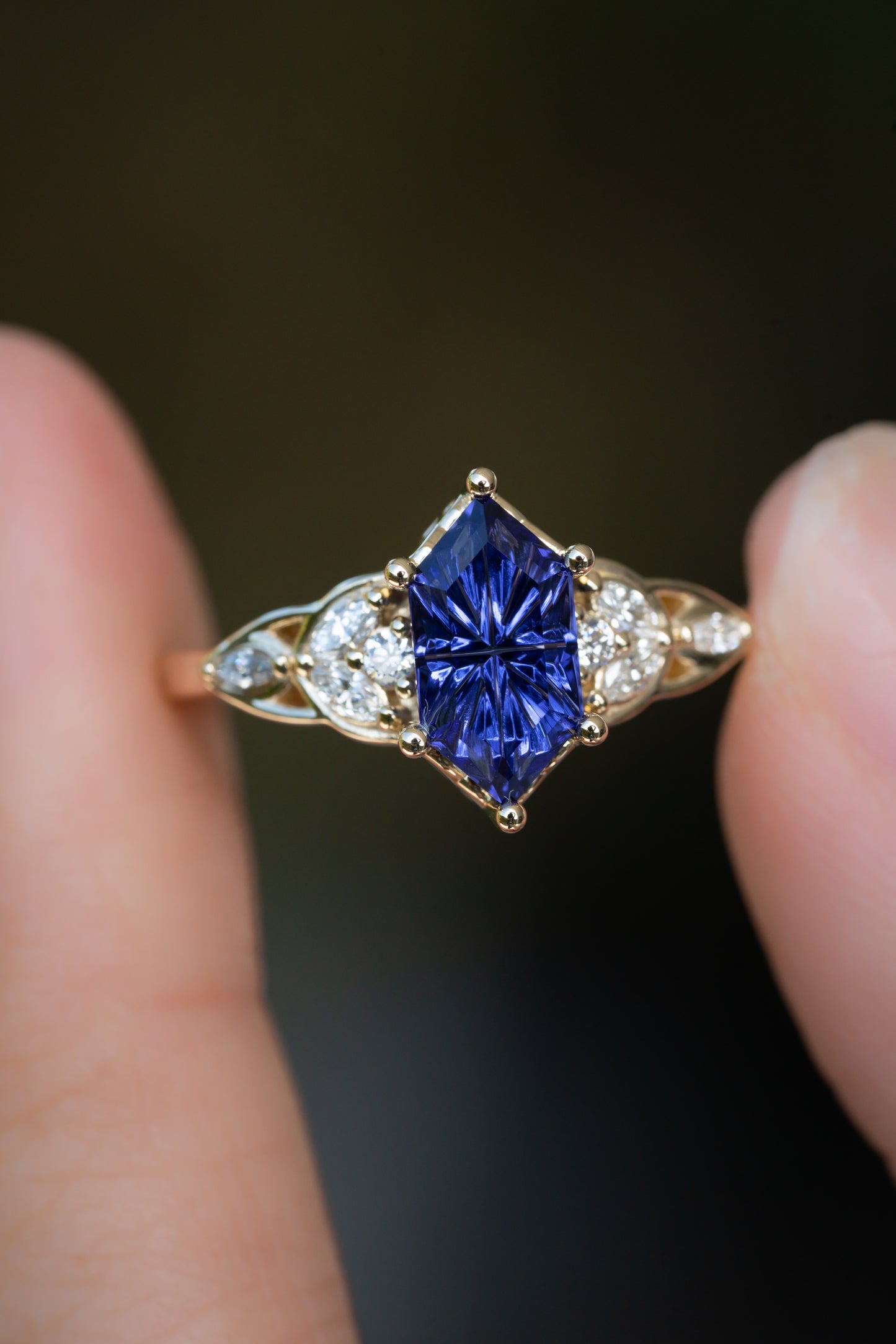The Reverie Ring with Dark Blue Lab Sapphire- Size 7