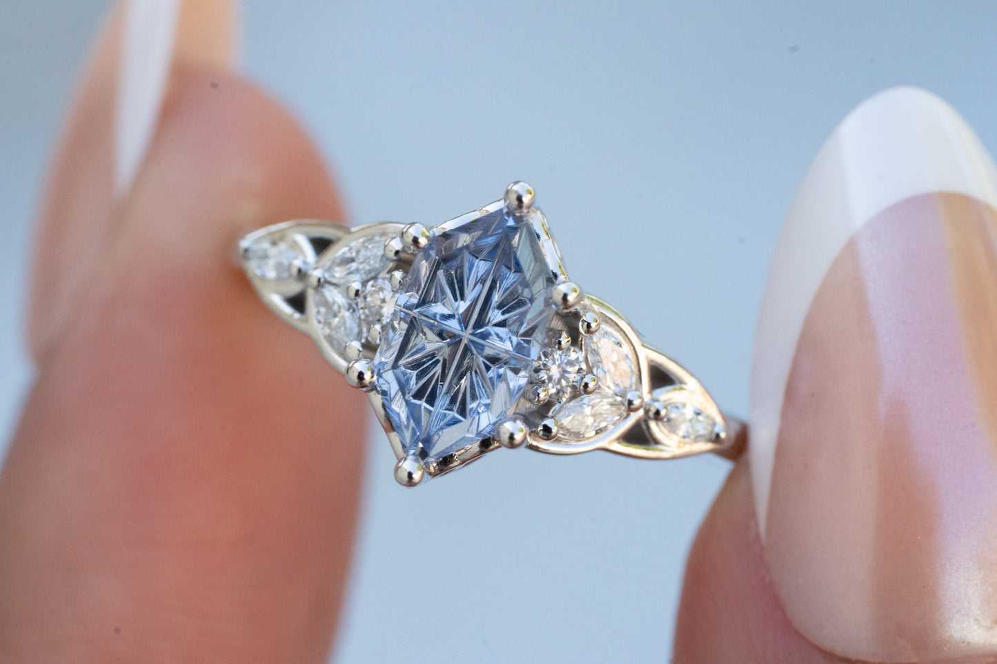 The Reverie Ring with 1.39 Carat Periwinkle Lab Sapphire- Size 7