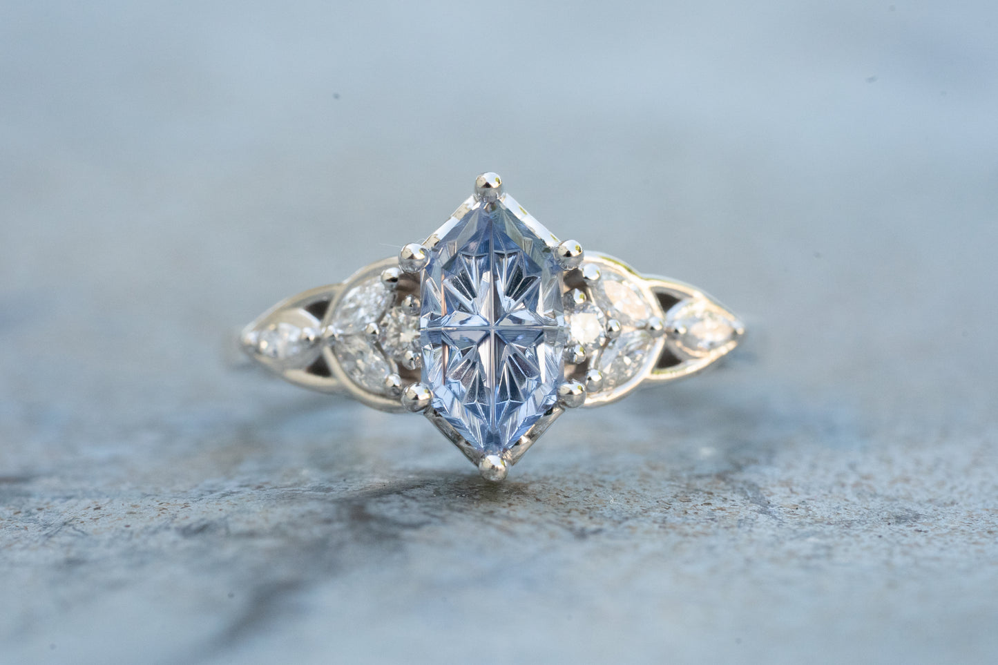 The Reverie Ring with 1.39 Carat Periwinkle Lab Sapphire- Size 7