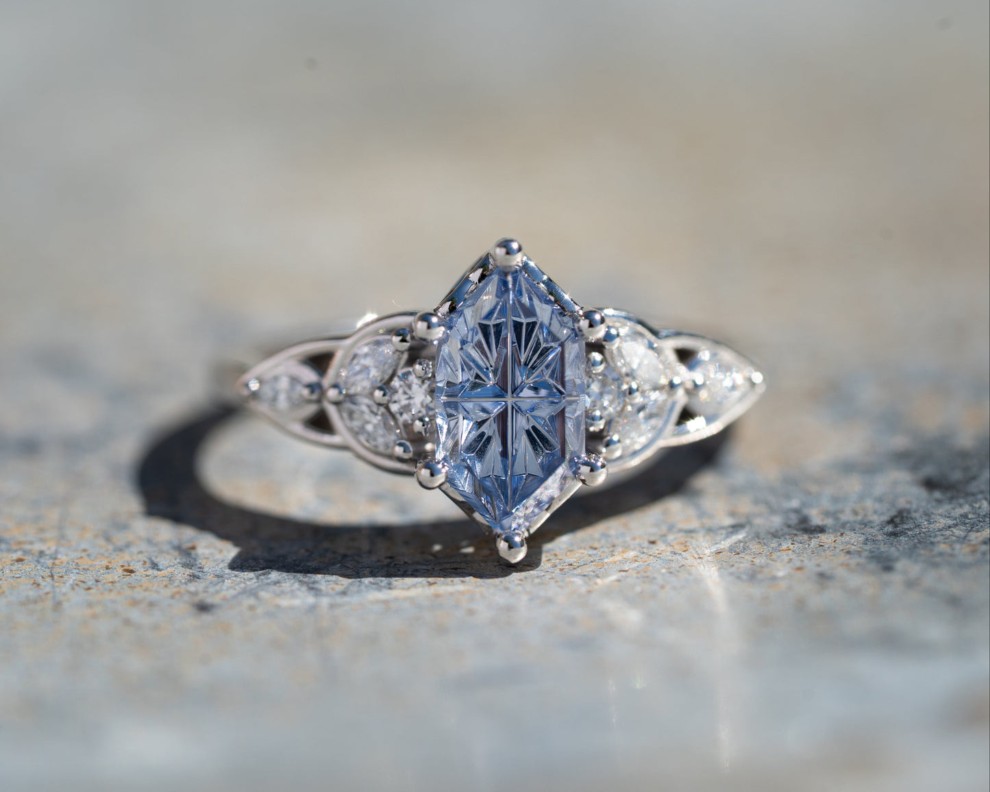 The Reverie Ring with 1.39 Carat Periwinkle Lab Sapphire- Size 7