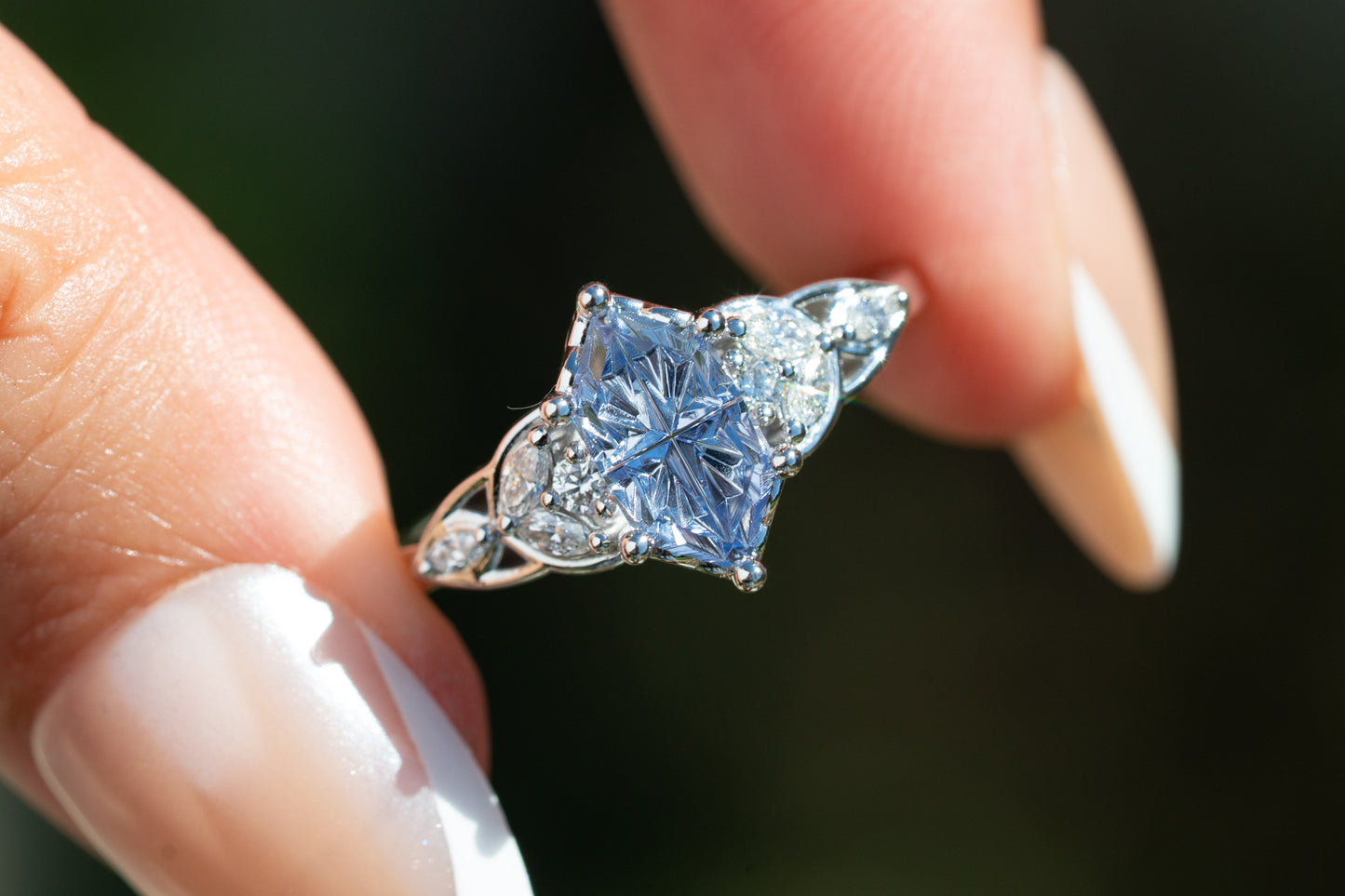 The Reverie Ring with 1.39 Carat Periwinkle Lab Sapphire- Size 7