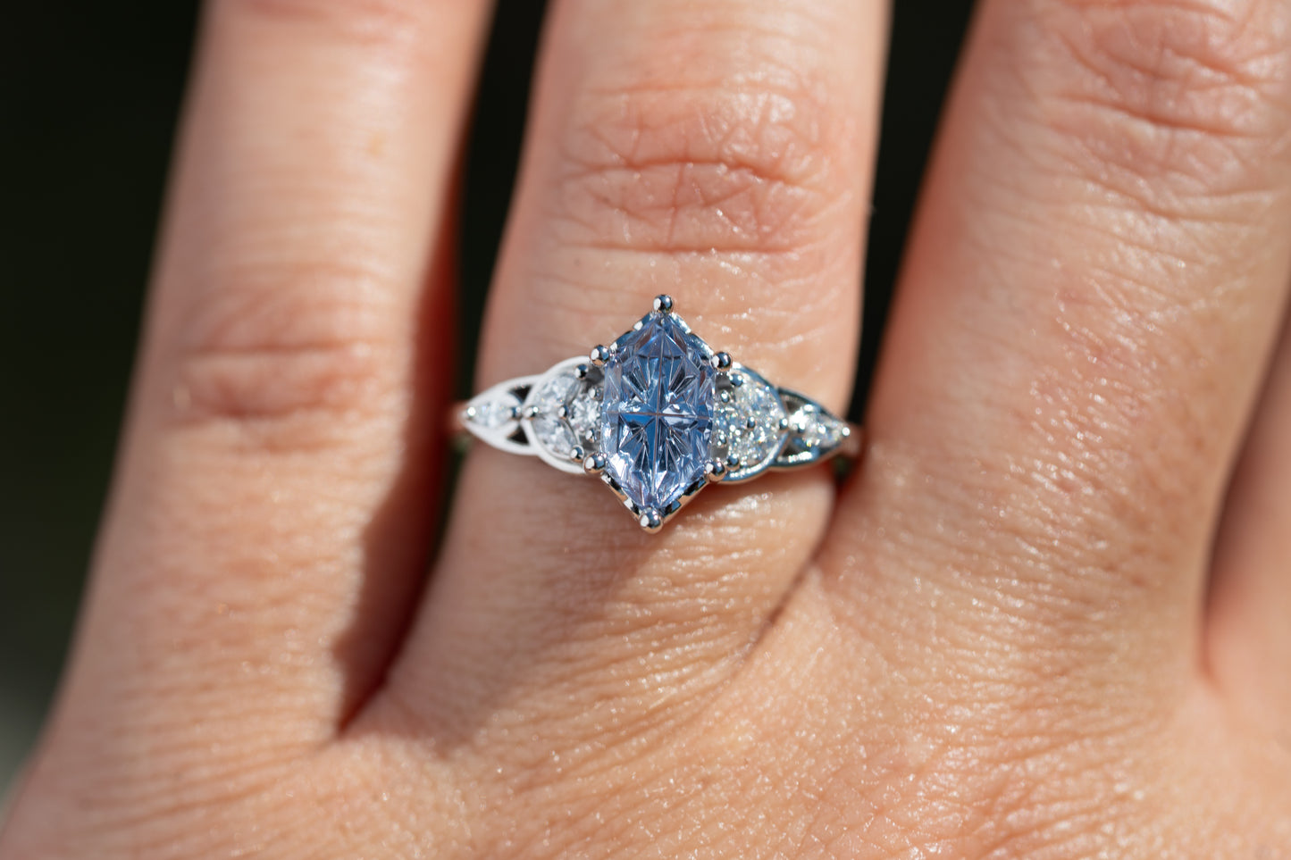 The Reverie Ring with 1.39 Carat Periwinkle Lab Sapphire- Size 7
