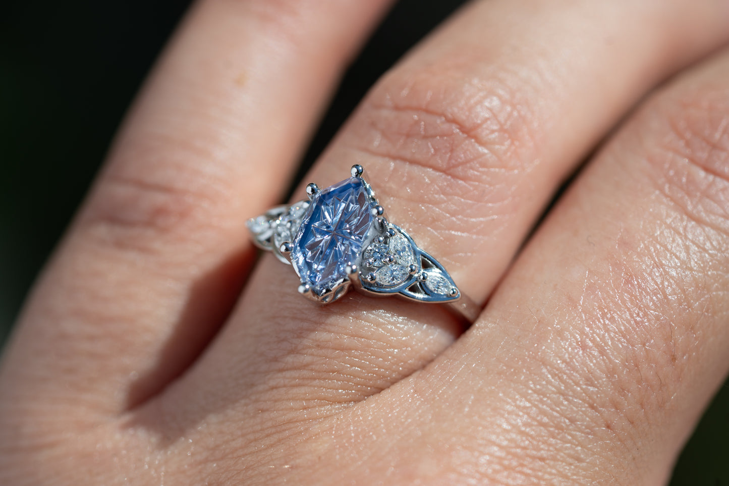 The Reverie Ring with 1.39 Carat Periwinkle Lab Sapphire- Size 7
