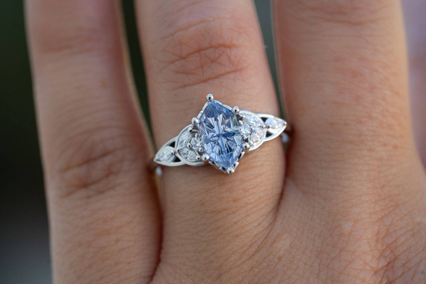 The Reverie Ring with 1.39 Carat Periwinkle Lab Sapphire- Size 7