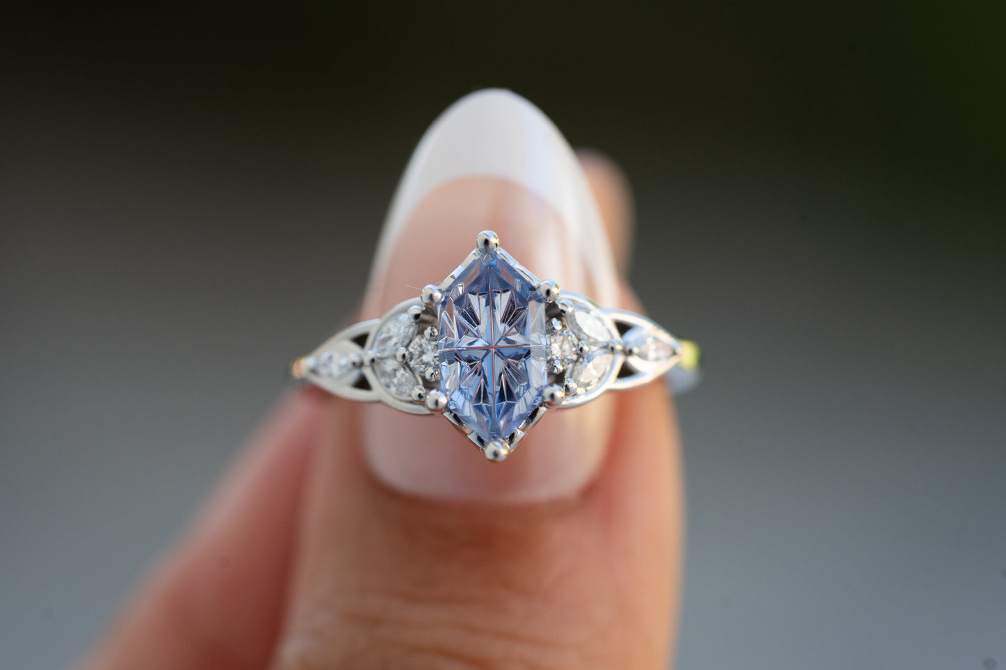 The Reverie Ring with 1.39 Carat Periwinkle Lab Sapphire- Size 7
