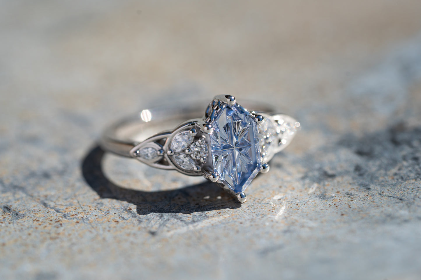 The Reverie Ring with 1.39 Carat Periwinkle Lab Sapphire- Size 7