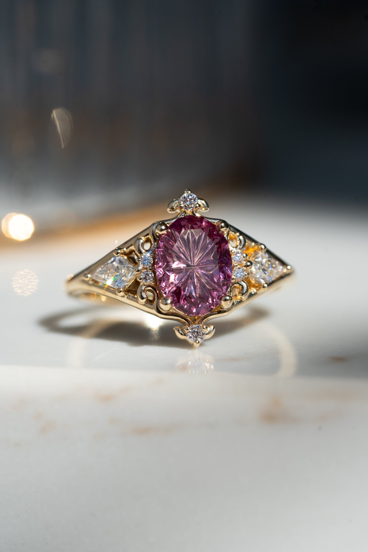 The Solara Ring with 1.5 Carat Garnet- Size 7