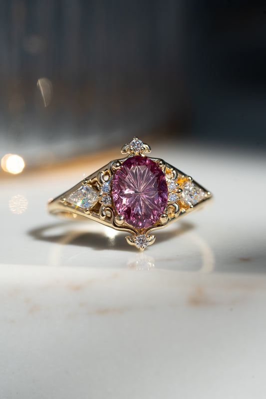The Solara Ring with 1.5 Carat Garnet- Size 7