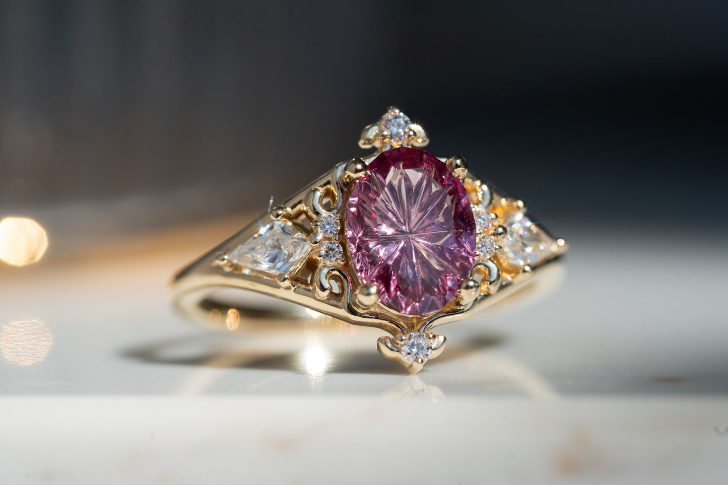 The Solara Ring with 1.5 Carat Garnet- Size 7